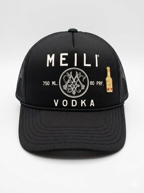 Meili Vodka Hat & Pin Snap Back Trucker Hat Jason Momoa Madeworn Black Cap
